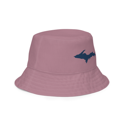 Michigan Upper Peninsula Bucket Hat (w/ Navy UP Outline) | Reversible - Cherry Blossom Pink