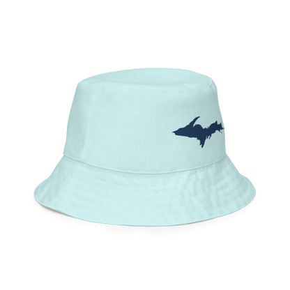 Michigan Upper Peninsula Bucket Hat (w/ Navy UP Outline) | Reversible - Cyan