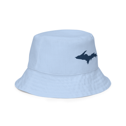 Michigan Upper Peninsula Bucket Hat (w/ Navy UP Outline) | Reversible - Light Blue