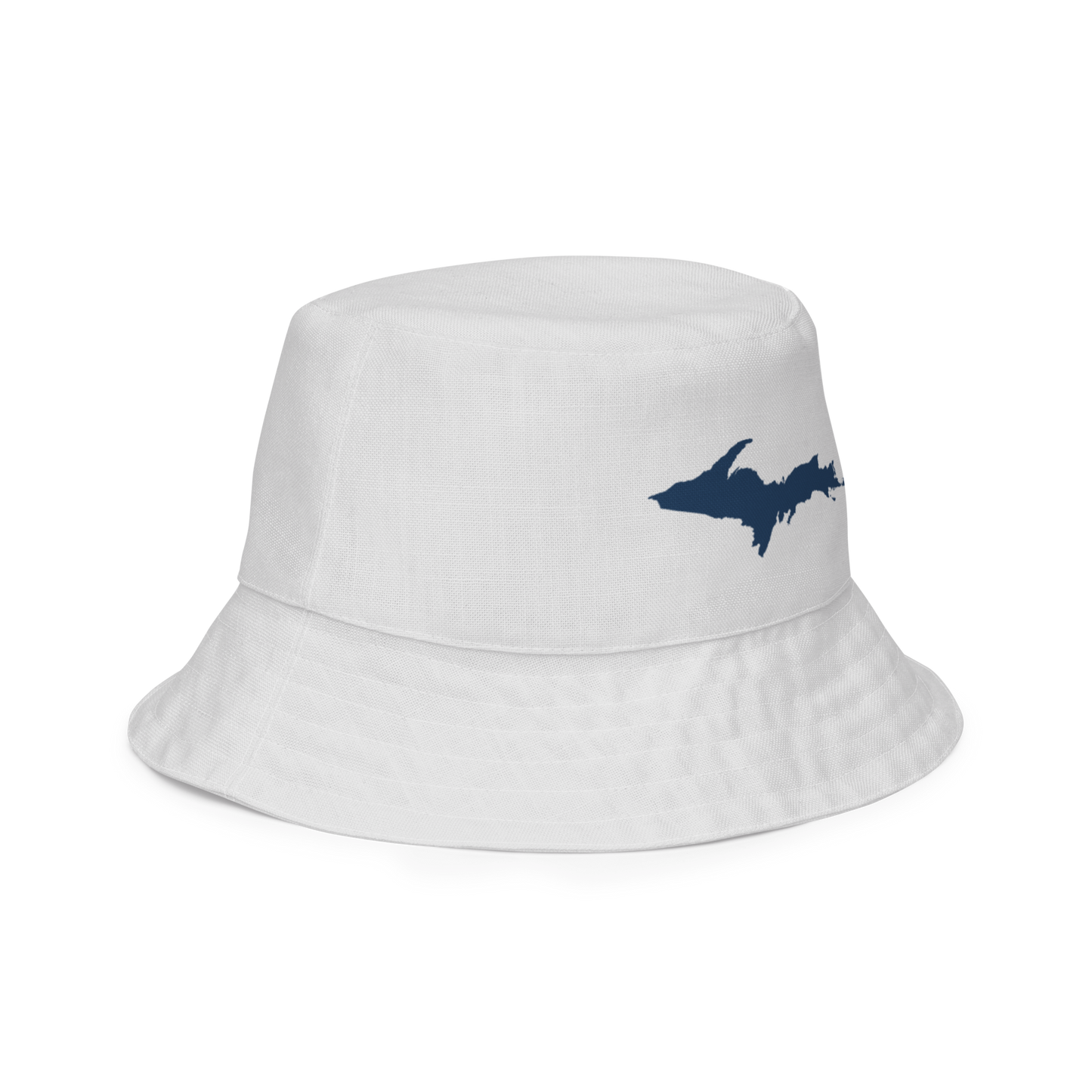 Michigan Upper Peninsula Bucket Hat (w/ Navy UP Outline) | Reversible - Birch Bark White