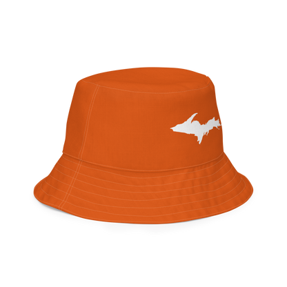 Michigan Upper Peninsula Bucket Hat (w/ UP Outline) | Reversible - Maple Leaf Orange