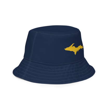 Michigan Upper Peninsula Bucket Hat (w/ Gold UP Outline) | Reversible - Navy