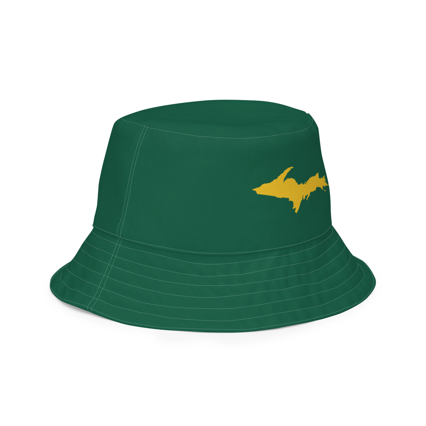 Michigan Upper Peninsula Bucket Hat (w/ Gold UP Outline) | Reversible - Green