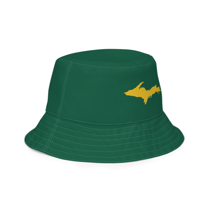 Michigan Upper Peninsula Bucket Hat (w/ Gold UP Outline) | Reversible - Green