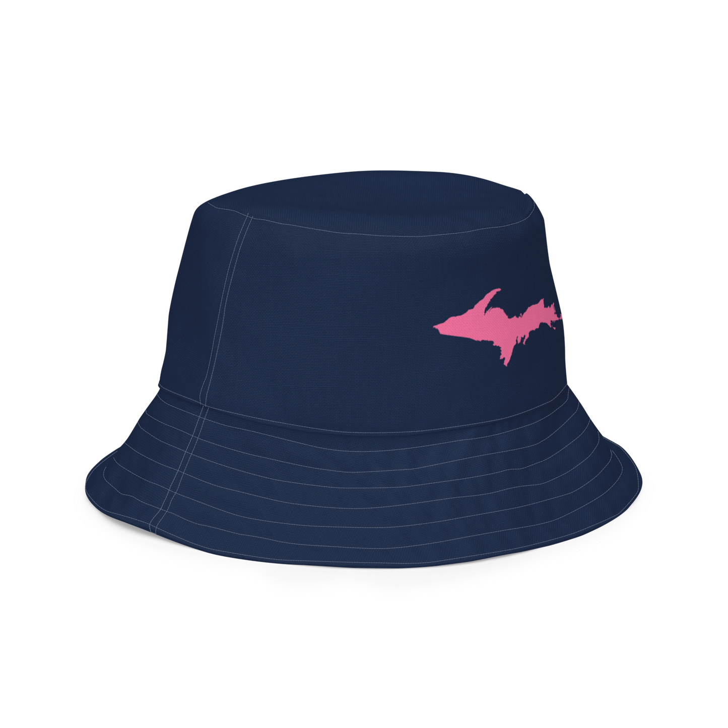 Michigan Upper Peninsula Bucket Hat (w/  Pink UP Outline) | Reversible - Navy