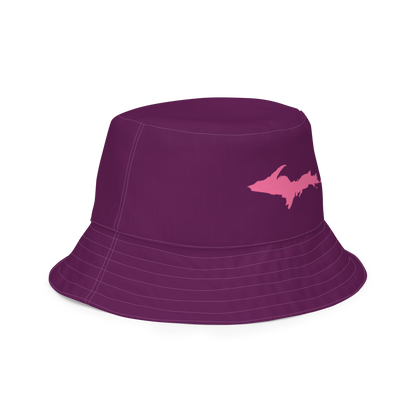 Michigan Upper Peninsula Bucket Hat (w/ Pink UP Outline) | Reversible - Tyrian Purple