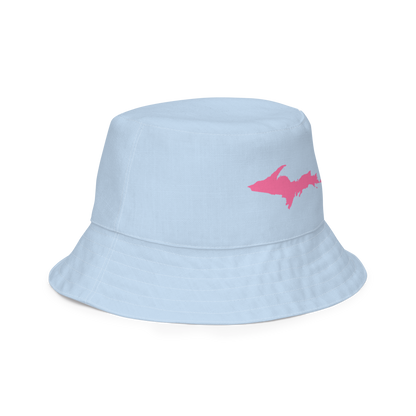 Michigan Upper Peninsula Bucket Hat (w/ Pink UP Outline) | Reversible - Baby Blue