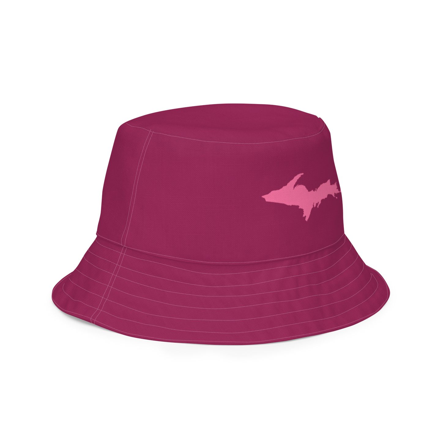 Michigan Upper Peninsula Bucket Hat (w/ Pink UP Outline) | Reversible - Ruby Red