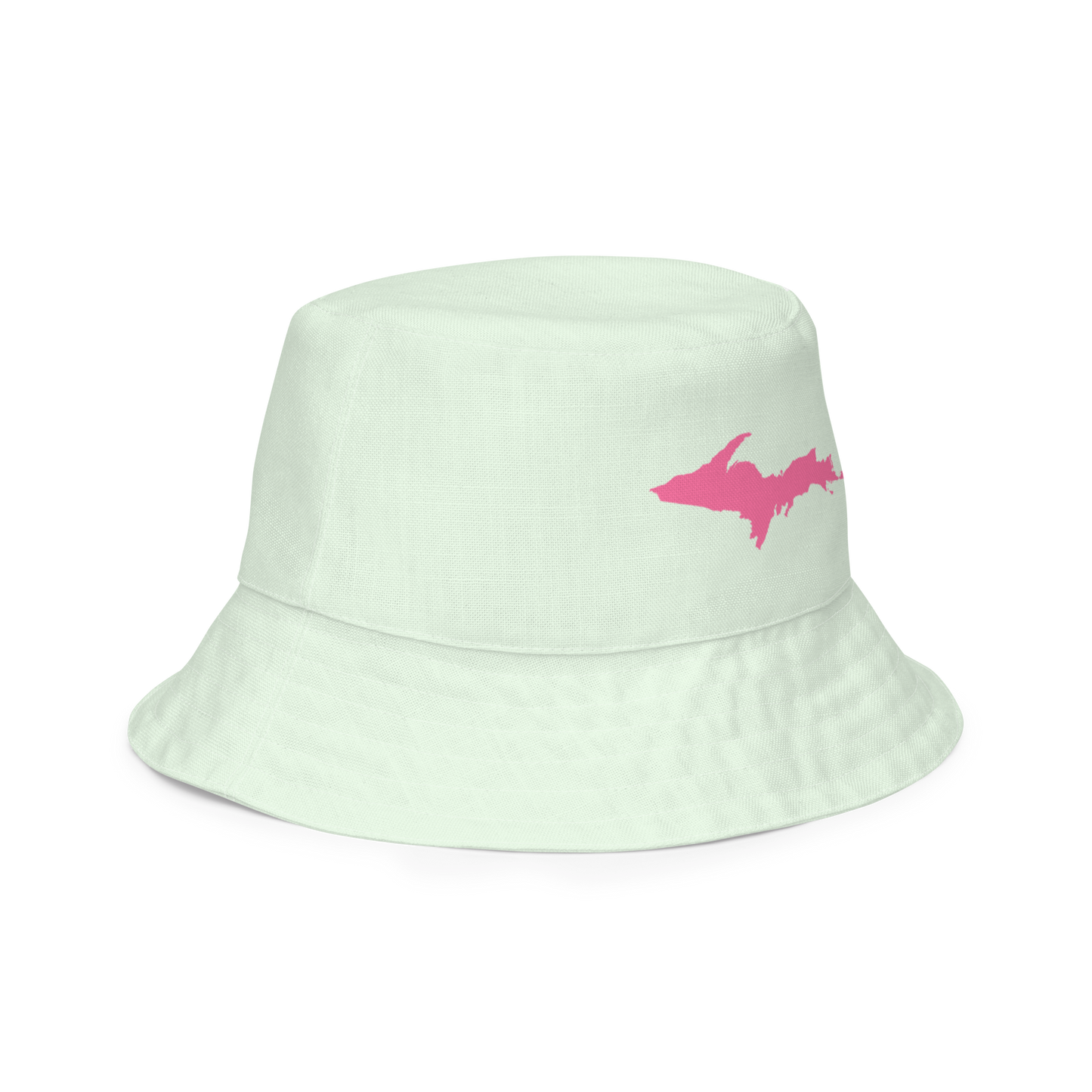 Michigan Upper Peninsula Bucket Hat (w/ Pink UP Outline) | Reversible - Dew Green