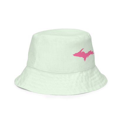 Michigan Upper Peninsula Bucket Hat (w/ Pink UP Outline) | Reversible - Dew Green