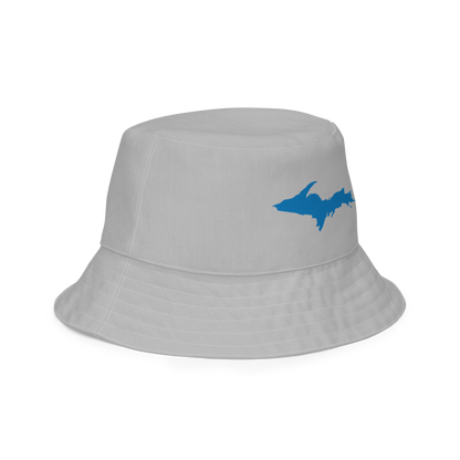 Michigan Upper Peninsula Bucket Hat (w/ Azure UP Outline) | Reversible - Silver