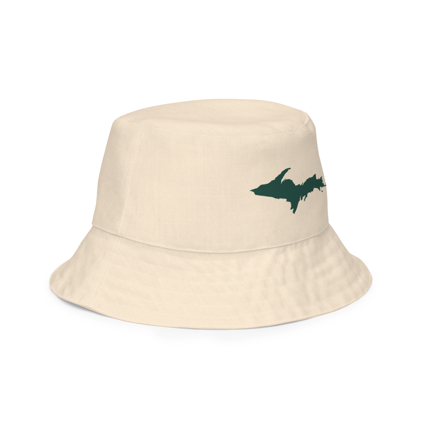 Michigan Upper Peninsula Bucket Hat (w/ Green UP Outline) | Reversible - Champagne White