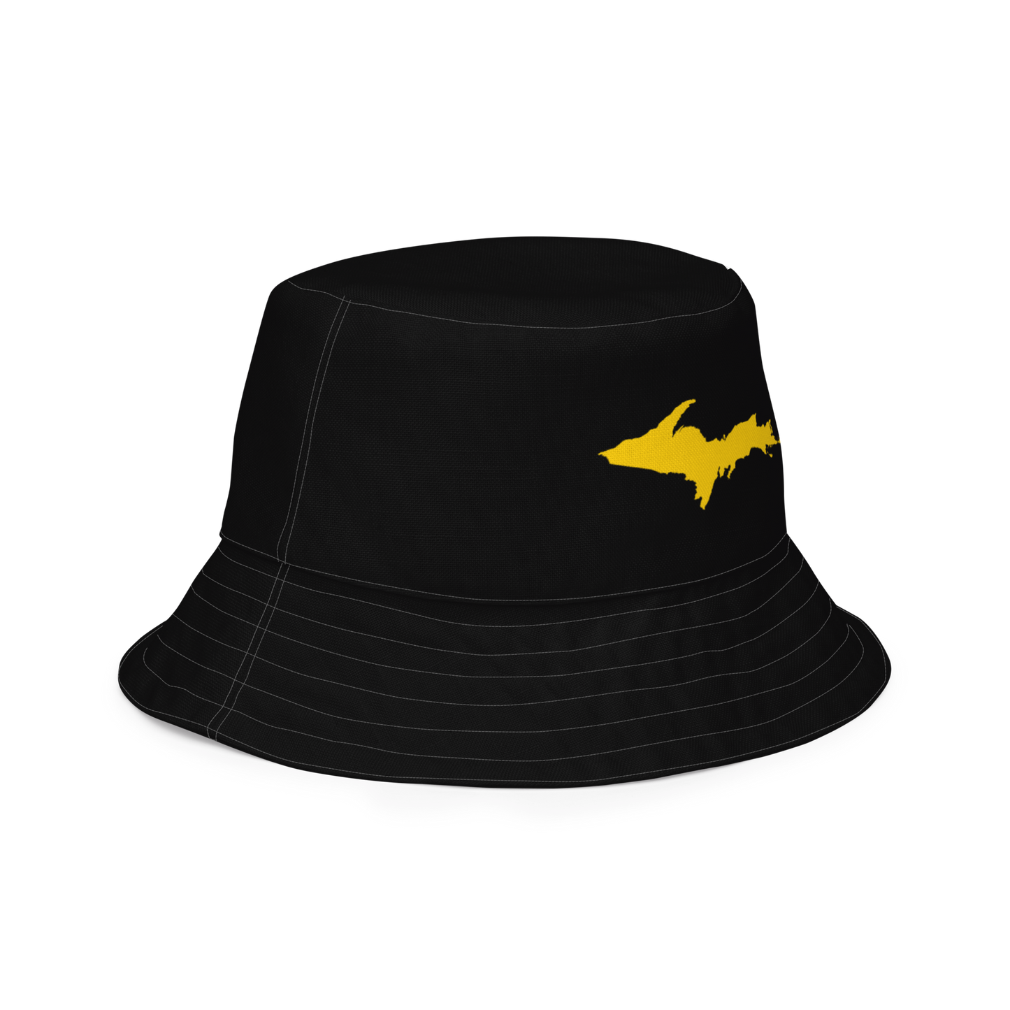 Michigan Upper Peninsula Bucket Hat (w/ Portage Gold UP Outline) | Reversible - Black