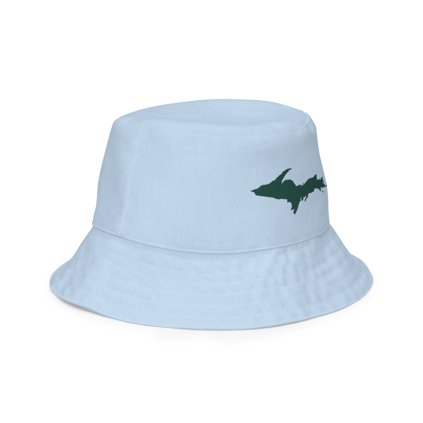 Michigan Upper Peninsula Bucket Hat (w/ Green UP Outline) | Reversible - Light Blue