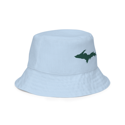 Michigan Upper Peninsula Bucket Hat (w/ Green UP Outline) | Reversible - Light Blue