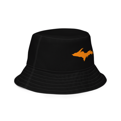 Michigan Upper Peninsula Bucket Hat (w/ Orange UP Outline) | Reversible - Black