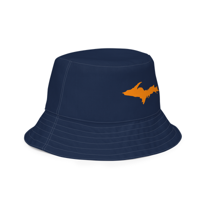 Michigan Upper Peninsula Bucket Hat (w/ Orange UP Outline) | Reversible - Navy