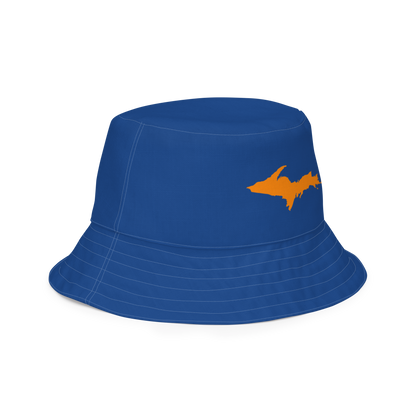 Michigan Upper Peninsula Bucket Hat (w/ Orange UP Outline) | Reversible - Dark Blue