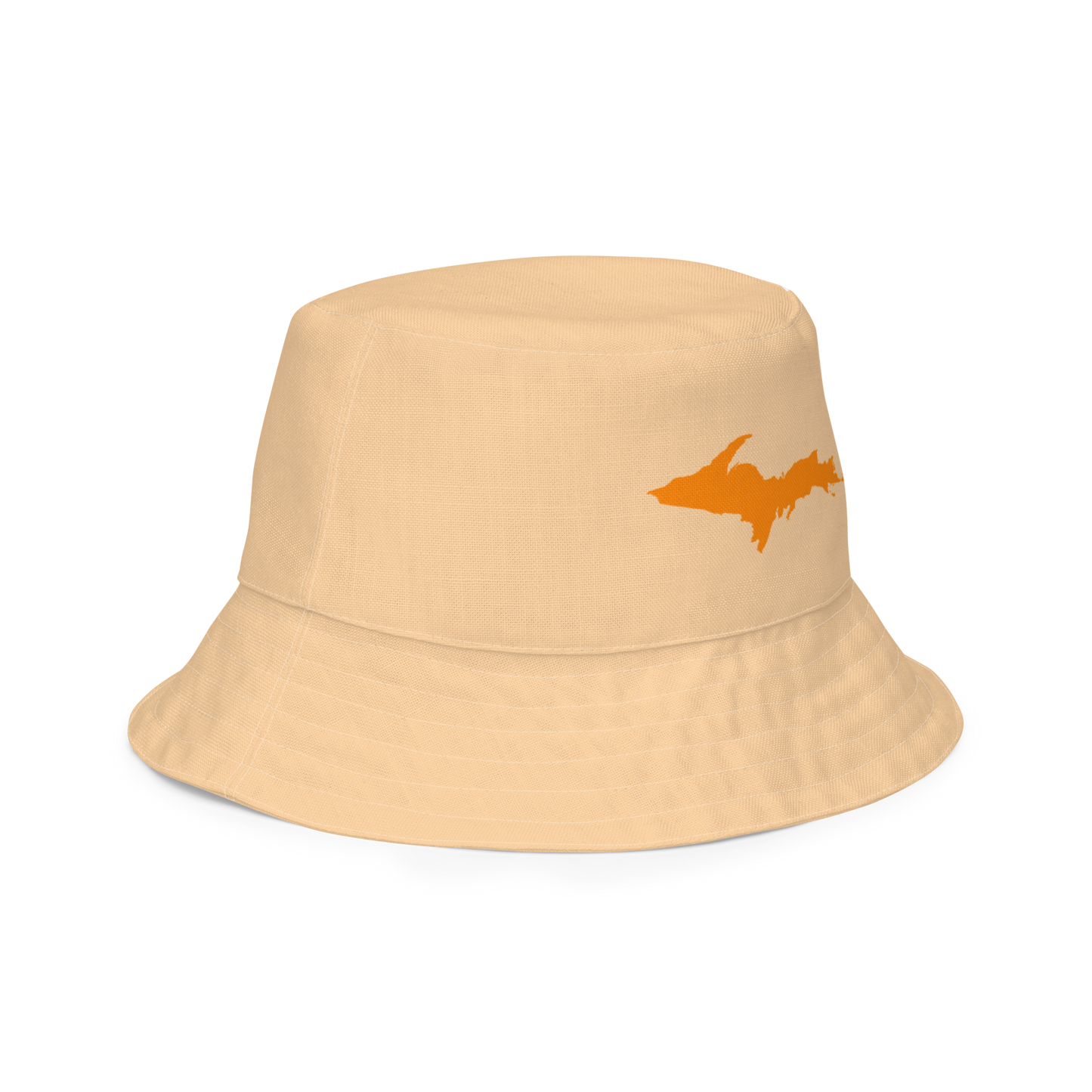 Michigan Upper Peninsula Bucket Hat (w/ Orange UP Outline) | Reversible - Pale Apricot