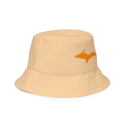 Michigan Upper Peninsula Bucket Hat (w/ Orange UP Outline) | Reversible - Pale Apricot