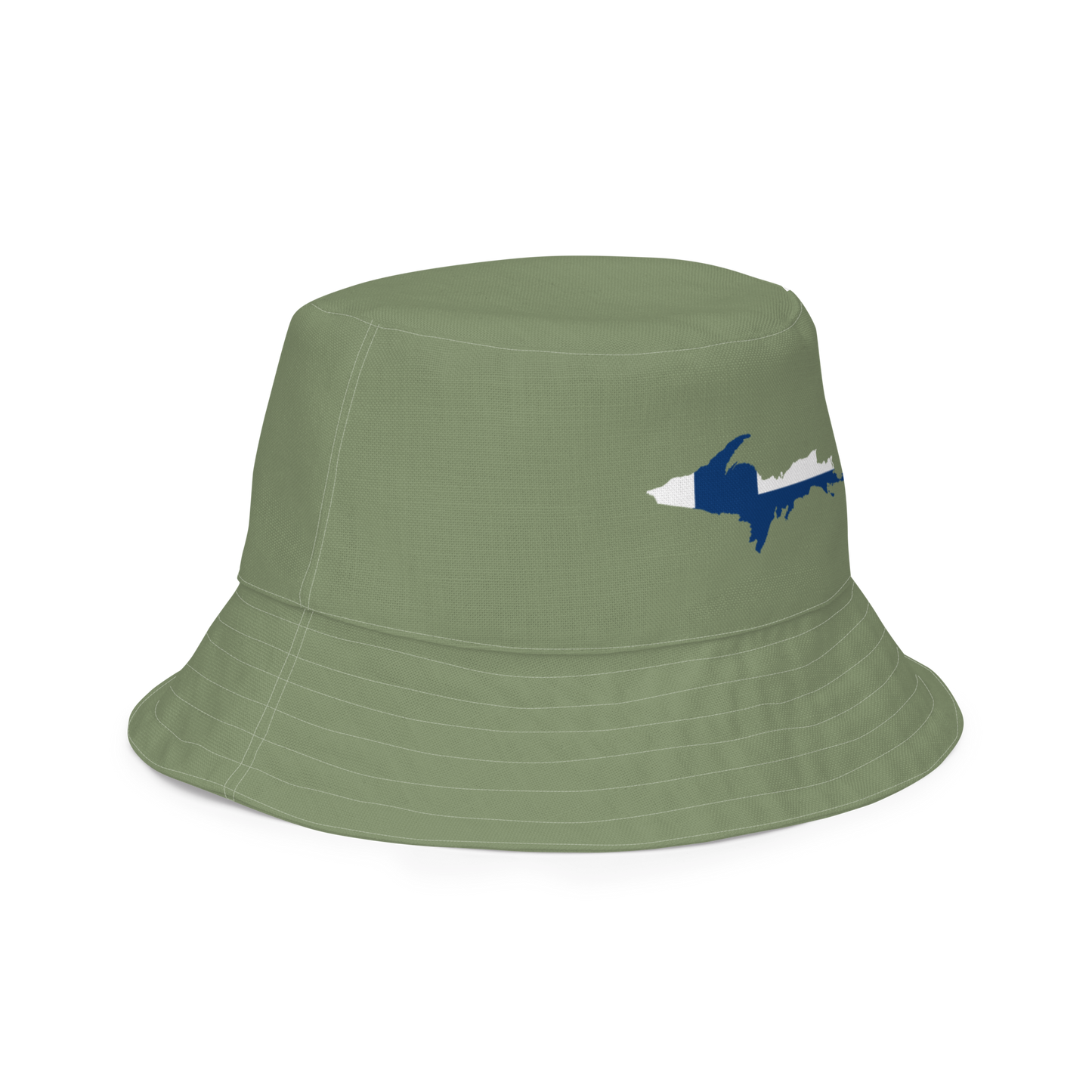 Michigan Upper Peninsula Bucket Hat (w/ UP Finland Flag) | Reversible - Camo Green