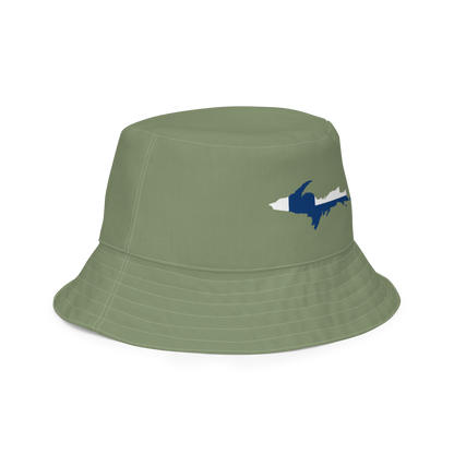 Michigan Upper Peninsula Bucket Hat (w/ UP Finland Flag) | Reversible - Camo Green