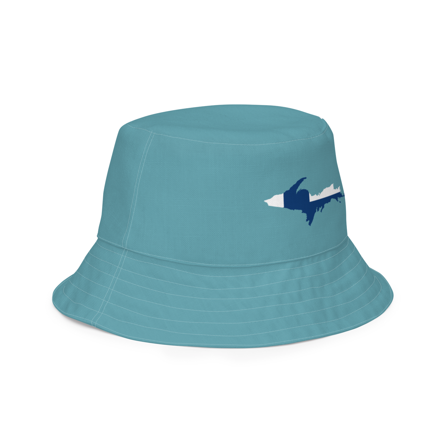 Michigan Upper Peninsula Bucket Hat (w/ UP Finland Flag) | Reversible - Lake Huron Blue