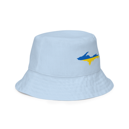 Michigan Upper Peninsula Bucket Hat (w/ UP Ukraine Flag) | Reversible - Light Blue