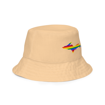 Michigan Upper Peninsula Bucket Hat (w/ UP Pride Flag) | Reversible - Pale Apricot