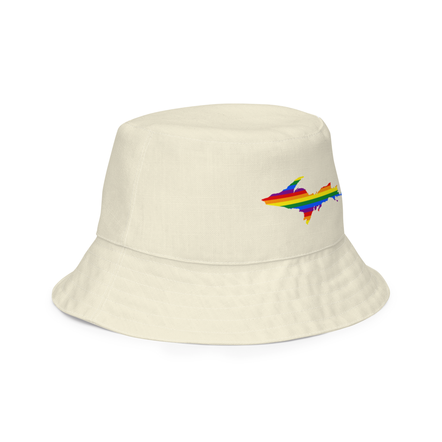 Michigan Upper Peninsula Bucket Hat (w/ UP Pride Flag) | Reversible - Ivory White