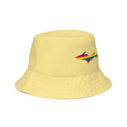 Michigan Upper Peninsula Bucket Hat (w/ UP Pride Flag) | Reversible - Cherry Yellow