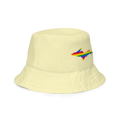 Michigan Upper Peninsula Bucket Hat (w/ UP Pride Flag) | Reversible - Canary Yellow