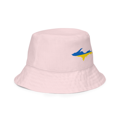 Michigan Upper Peninsula Bucket Hat (w/ UP Ukraine Flag) | Reversible - Pink