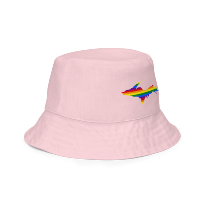 Michigan Upper Peninsula Bucket Hat (w/ UP Pride Flag) | Reversible - Pale Pink