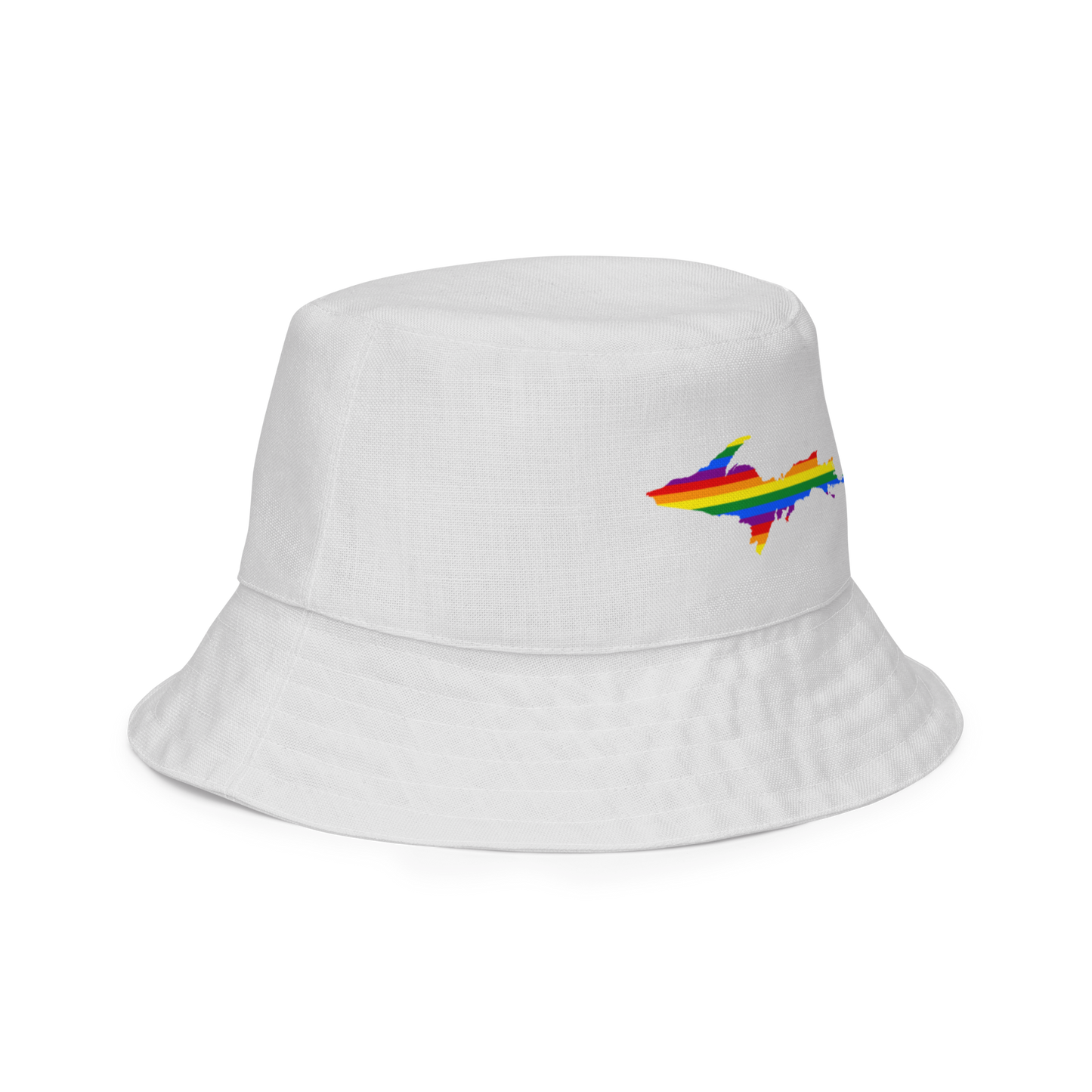 Michigan Upper Peninsula Bucket Hat (w/ UP Pride Flag) | Reversible - Birch Bark White