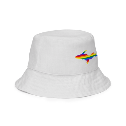 Michigan Upper Peninsula Bucket Hat (w/ UP Pride Flag) | Reversible - Birch Bark White