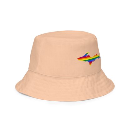 Michigan Upper Peninsula Bucket Hat (w/ UP Pride Flag) | Reversible - Peach Color