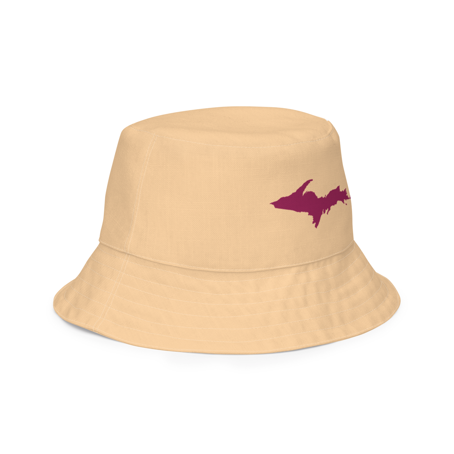 Michigan Upper Peninsula Bucket Hat (w/ Ruby Red UP Outline) | Reversible - Pale Apricot