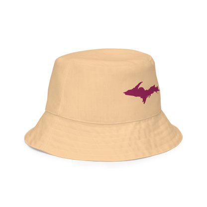 Michigan Upper Peninsula Bucket Hat (w/ Ruby Red UP Outline) | Reversible - Pale Apricot