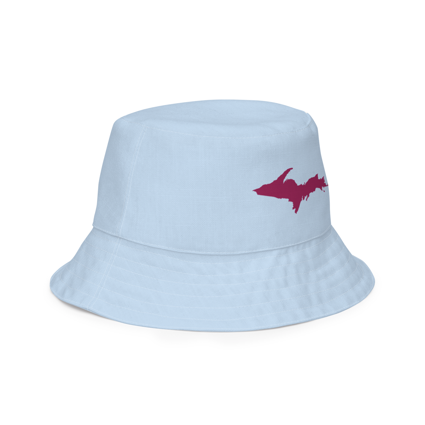 Michigan Upper Peninsula Bucket Hat (w/ Ruby Red UP Outline) | Reversible - Light Blue