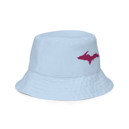 Michigan Upper Peninsula Bucket Hat (w/ Ruby Red UP Outline) | Reversible - Light Blue