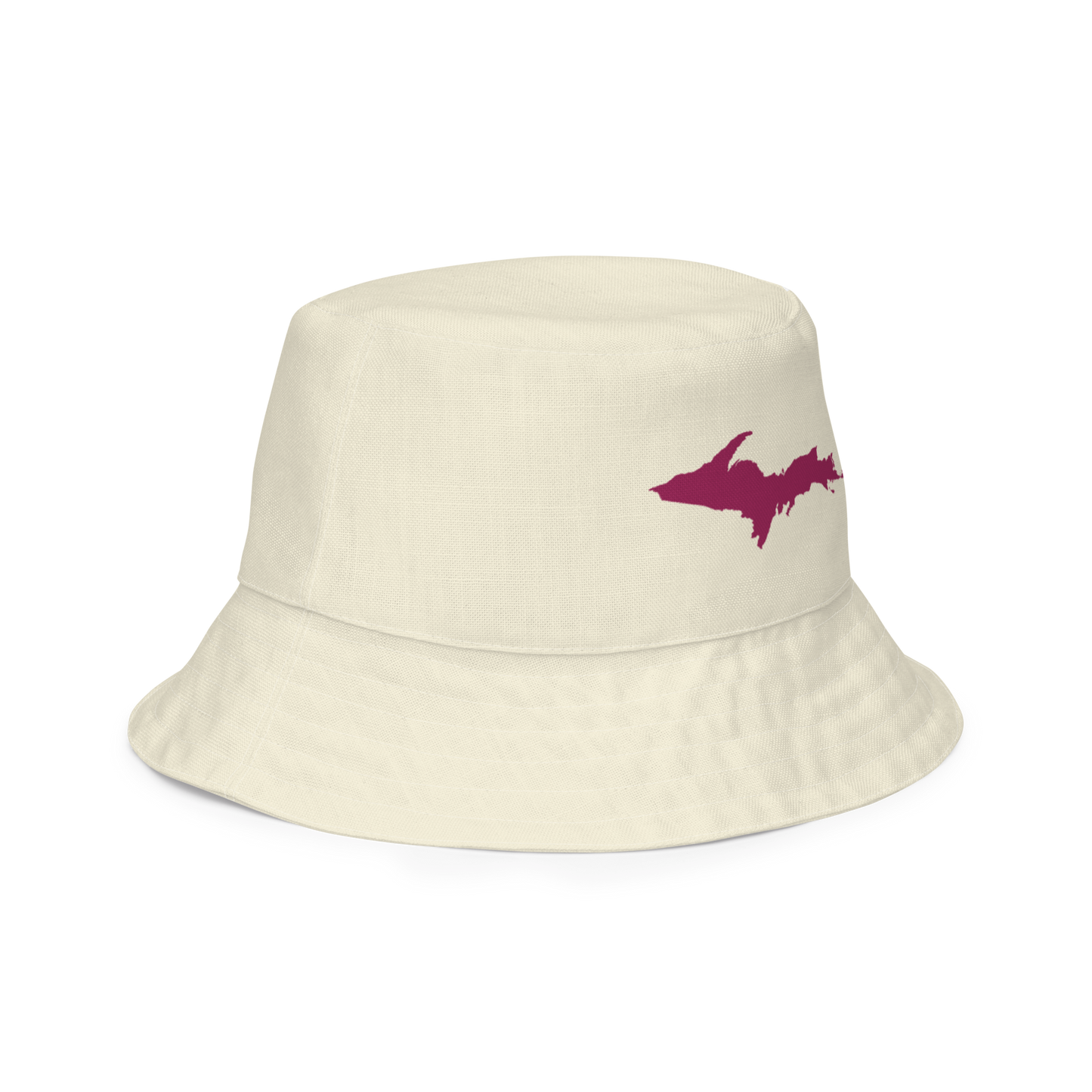 Michigan Upper Peninsula Bucket Hat (w/ Ruby Red UP Outline) | Reversible - Ivory White