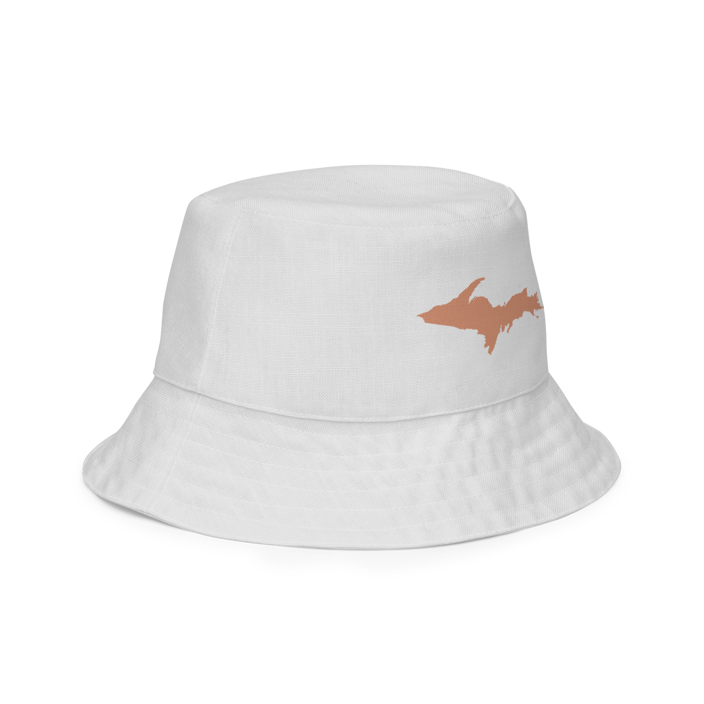 Michigan Upper Peninsula Bucket Hat (w/ Copper UP Outline) | Reversible - Birch Bark White