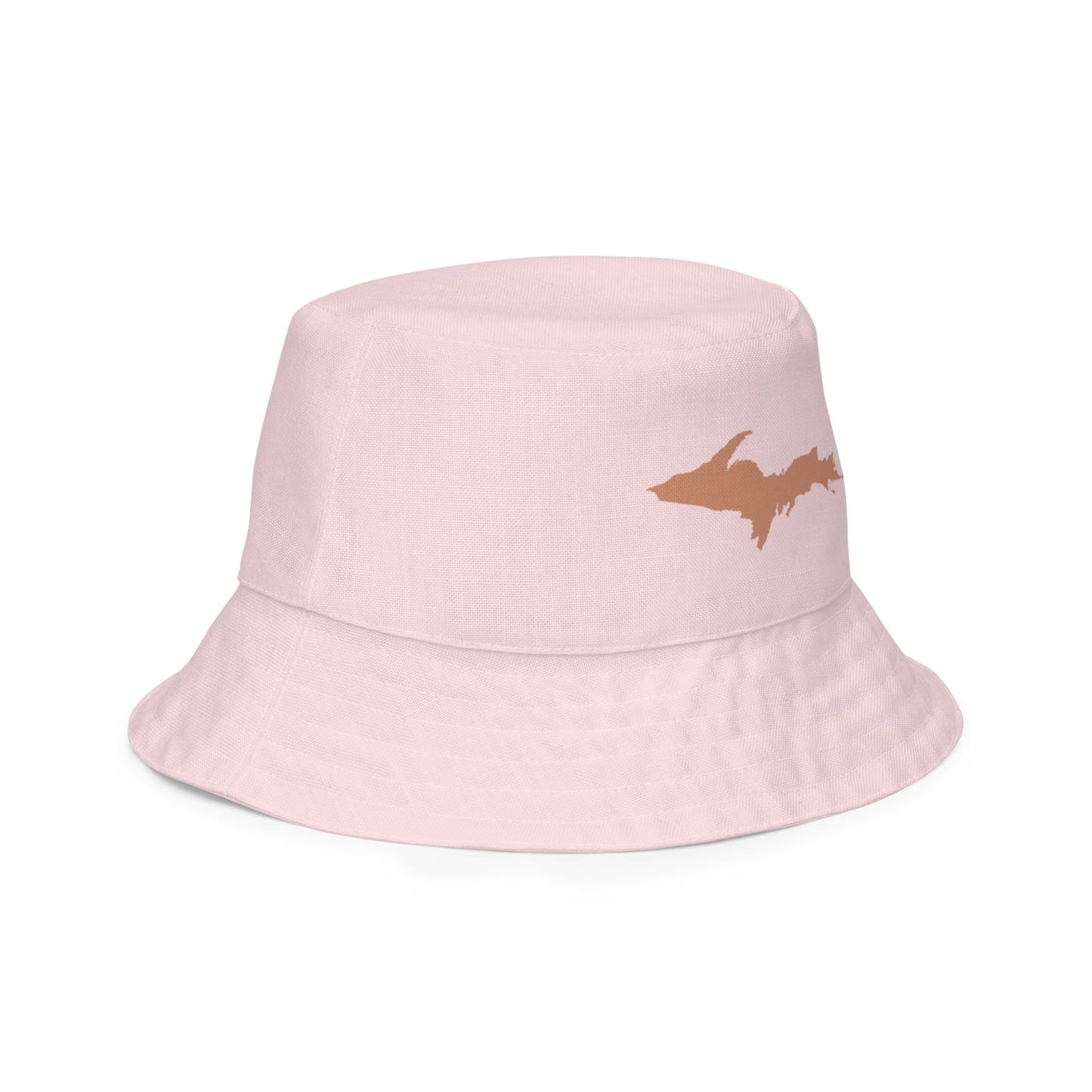 Michigan Upper Peninsula Bucket Hat (w/ Copper UP Outline) | Reversible - Pale Pink