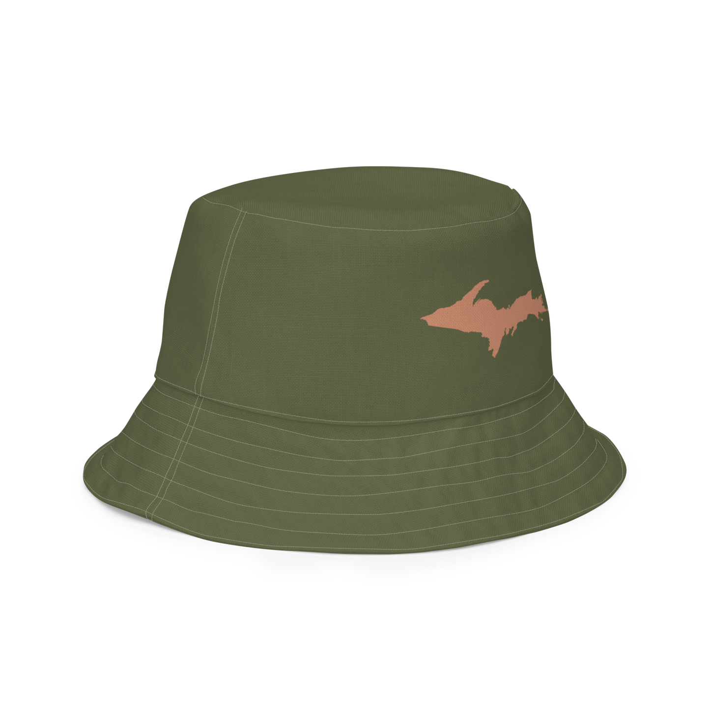 Michigan Upper Peninsula Bucket Hat (w/ Copper UP Outline) | Reversible - Army Green