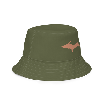 Michigan Upper Peninsula Bucket Hat (w/ Copper UP Outline) | Reversible - Army Green