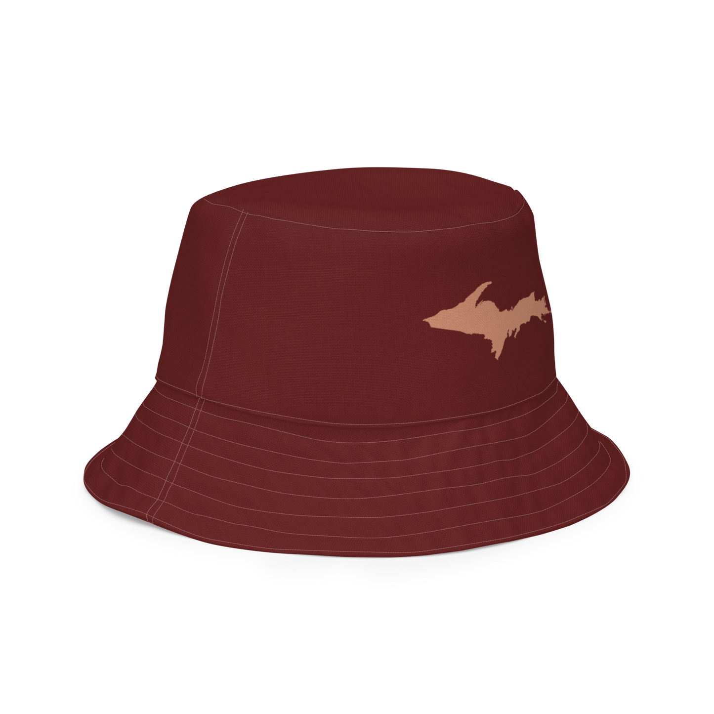 Michigan Upper Peninsula Bucket Hat (w/ Copper UP Outline) | Reversible - Cherrywood Color