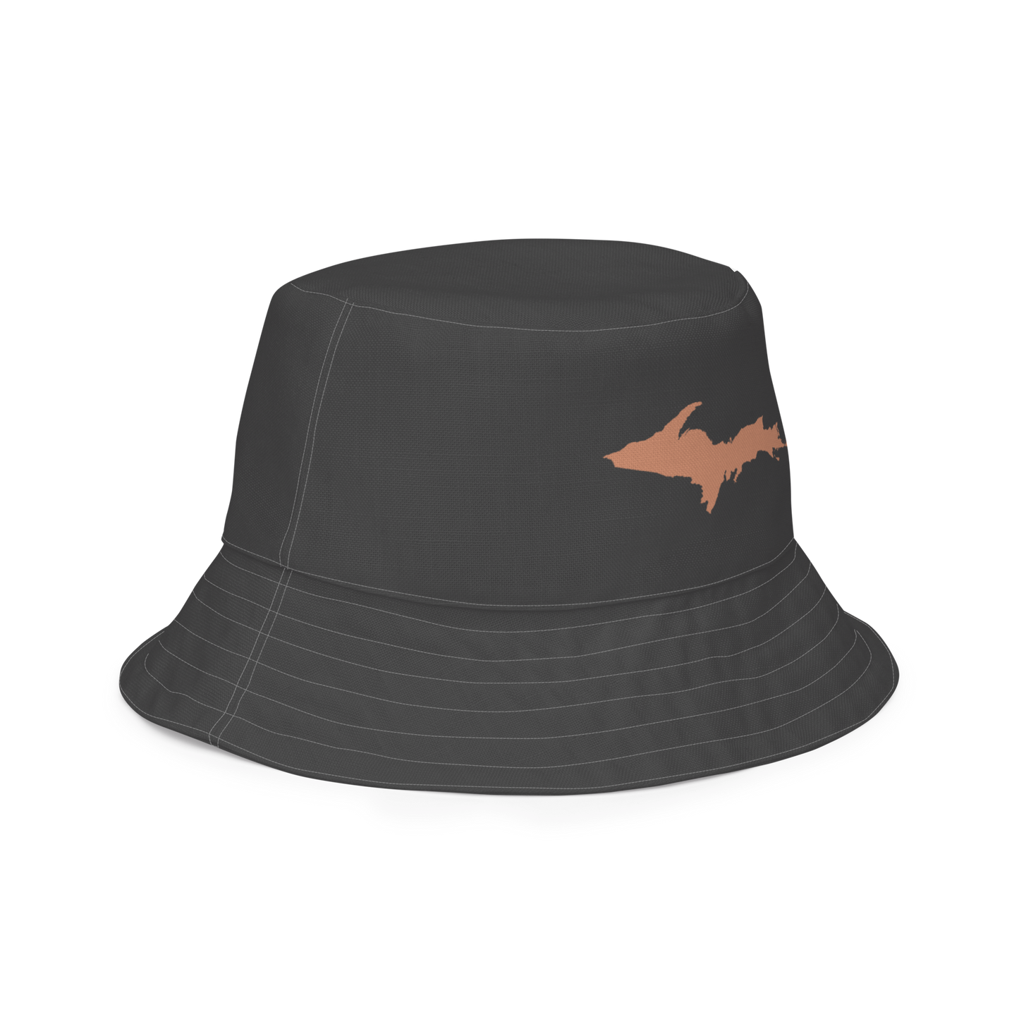 Michigan Upper Peninsula Bucket Hat (w/ Copper UP Outline) | Reversible - Iron Ore Grey