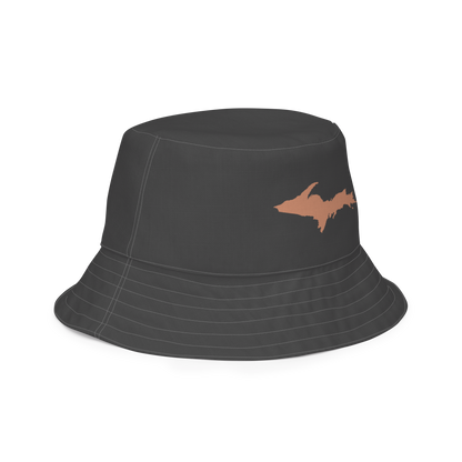 Michigan Upper Peninsula Bucket Hat (w/ Copper UP Outline) | Reversible - Iron Ore Grey