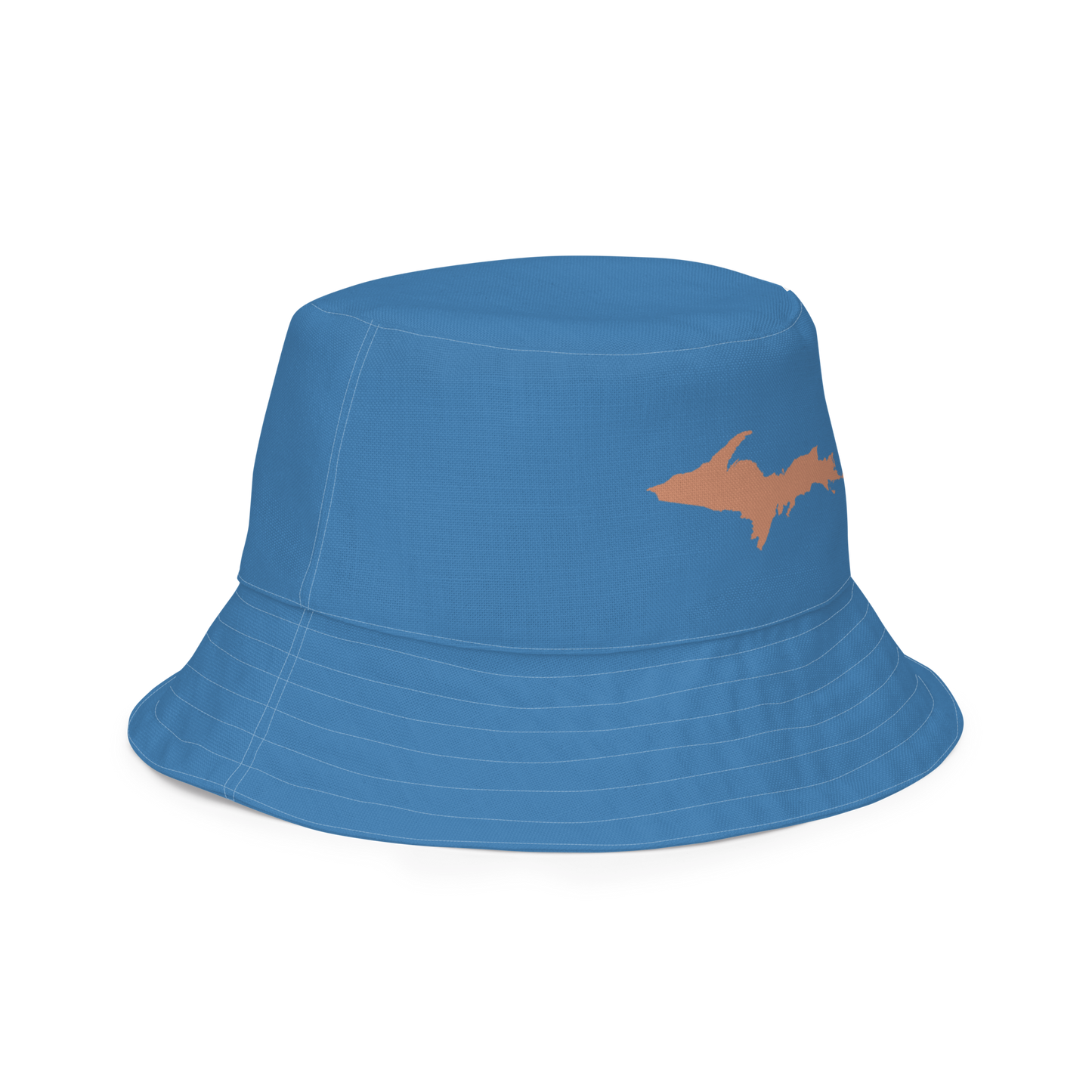 Michigan Upper Peninsula Bucket Hat (w/ Copper UP Outline) | Reversible - Lake Superior Blue